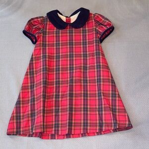 Girls Red Plaid Peter Pan Collar Dress